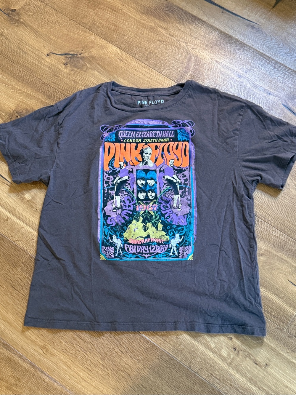 Pink Floyd Black Tee with Vibrant Multicolor Psychedelic Poster Graphic